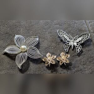 Sarah Coventry Jewelry Small Lot, Vintage Jewelry, Clip On Earrings, Brooch